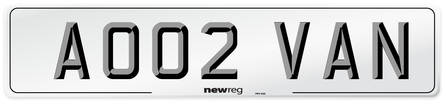 AO02 VAN Number Plate from New Reg